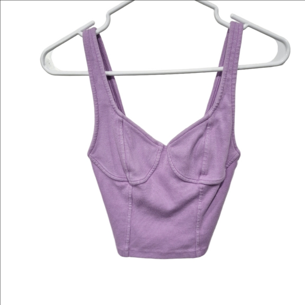 Aerie Ribbed Corset Seam Cropped Tank Top